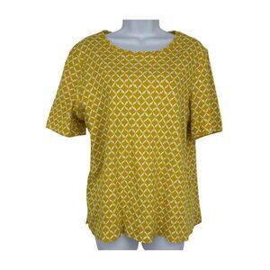 Chicos Women's Yellow Geometric Print Short Sleeve Top Size 2 US L